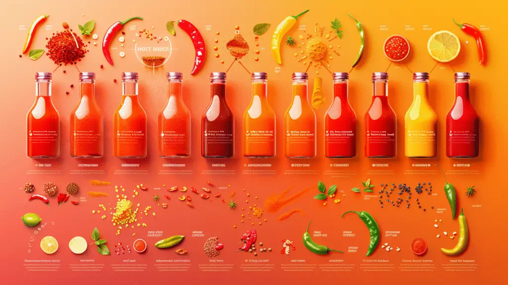 Hot Sauce Spice Scale: Your Complete Guide to Heat Levels and Scoville Ratings 6 Complete hot sauce spice scale chart with Scoville ratings and popular brands