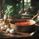 Crushed Tomato Sauce: How It Differs, Tastes, and Works in Recipes 7 Crushed tomato sauce simmering in saucepan