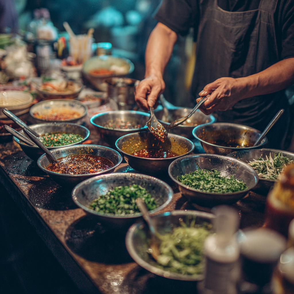 Sauce Thai: The Ultimate Guide to Thailand’s Bold & Flavorful Condiments 9 Making Thai sauce at street food stall